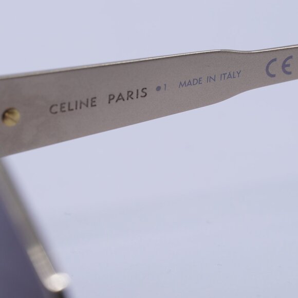 Celine CL40254U 28A Sunglasses Gold Geometric Frame, Smoke Lenses - Picture 11 of 12